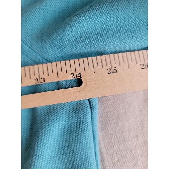 Lands End Mens XL Polo Shirt Red Light Blue Solid Cotton Casual USA VTG 90s - Picture 7 of 13